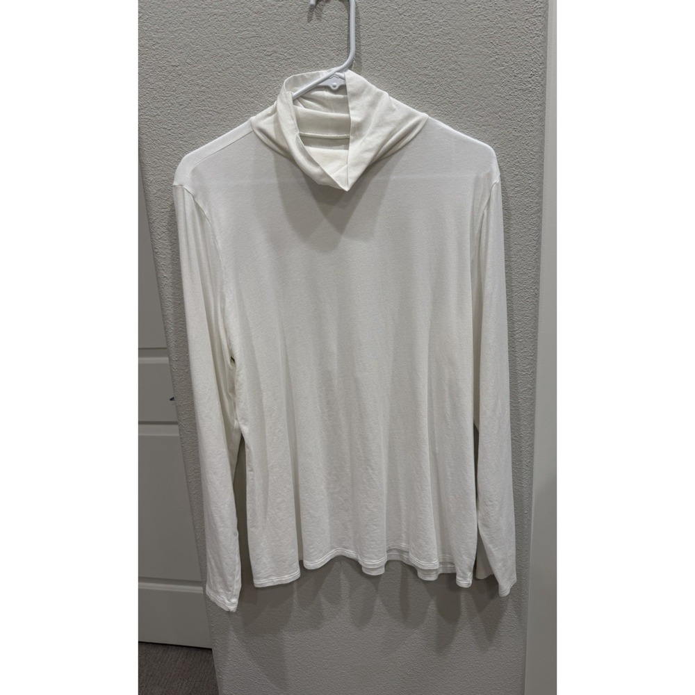 Garnet Hill Ivory/White Long-sleeved Tneck Top Organic Pima Cotton XL Peru